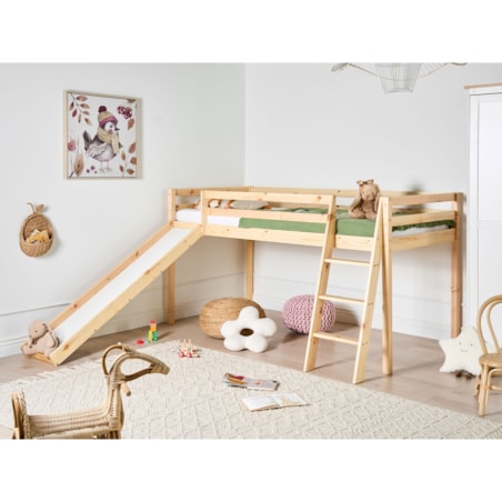 Łóżko na antresoli Drewno sosnowe STAPLE 90 x 200 cm Jasnobrązowy