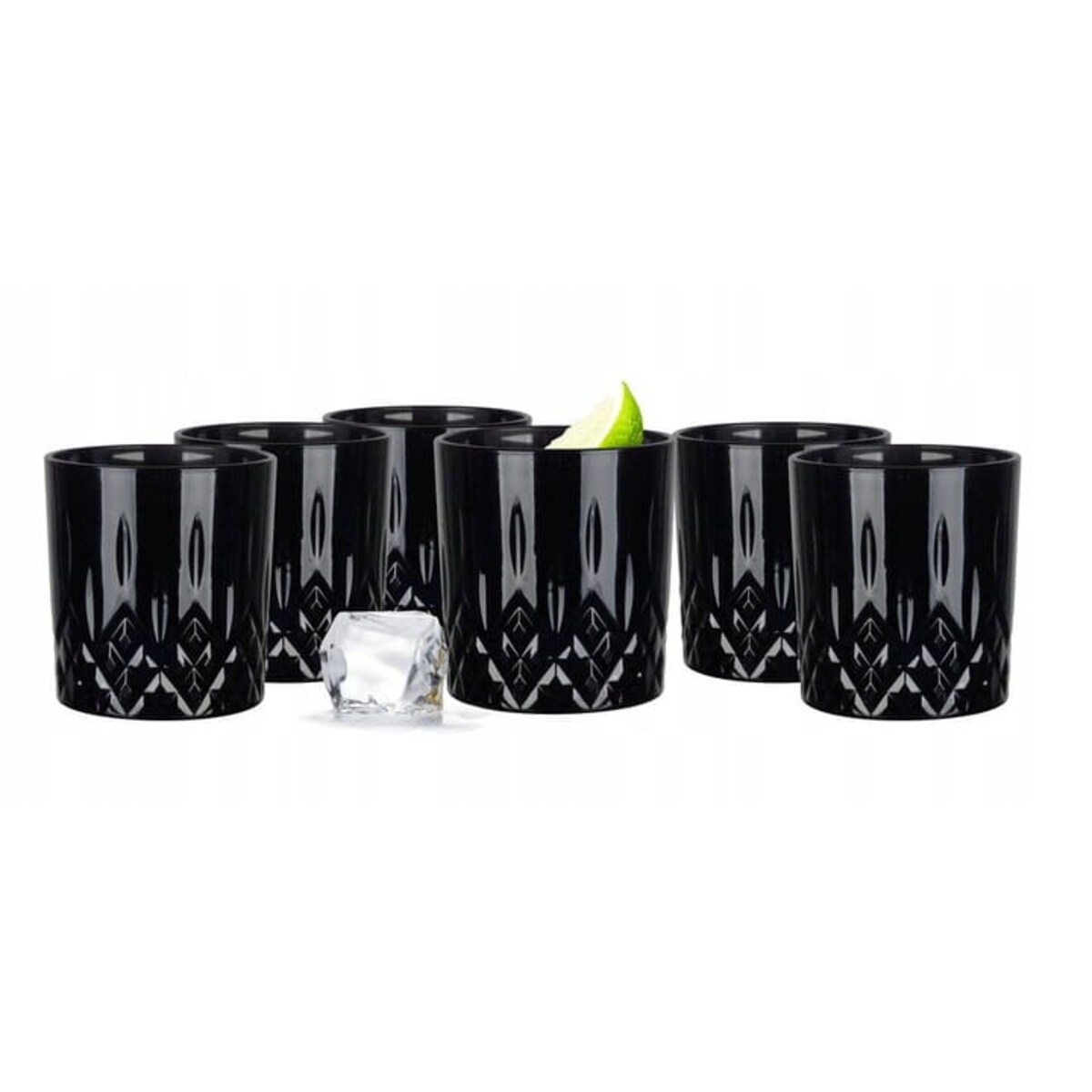 Szklanki do Whisky Drinków 250 ml Zestaw 6 szt Grube Czarne na Prezent