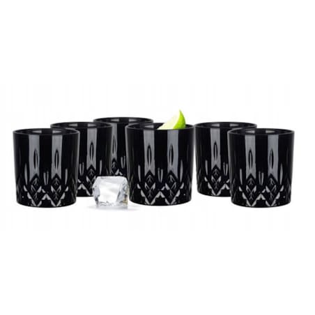 Szklanki do Whisky Drinków 250 ml Zestaw 6 szt Grube Czarne na Prezent