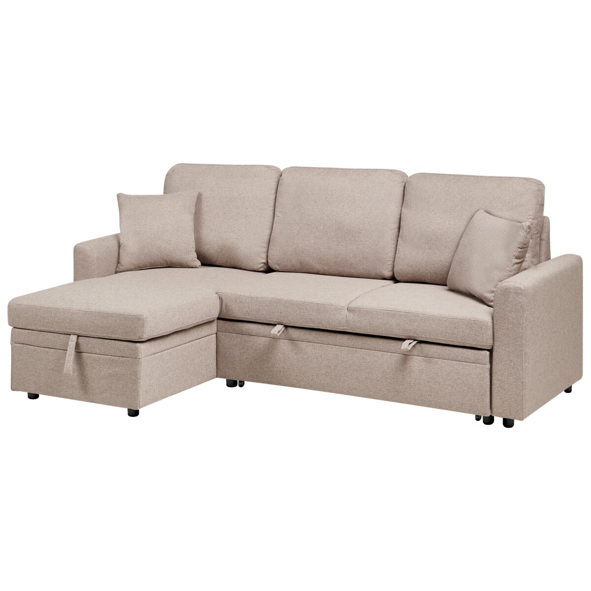 Narożnik rozkładany NASSJO Len syntetyczny Jasnobrązowy dla 3 osób Prawostronny