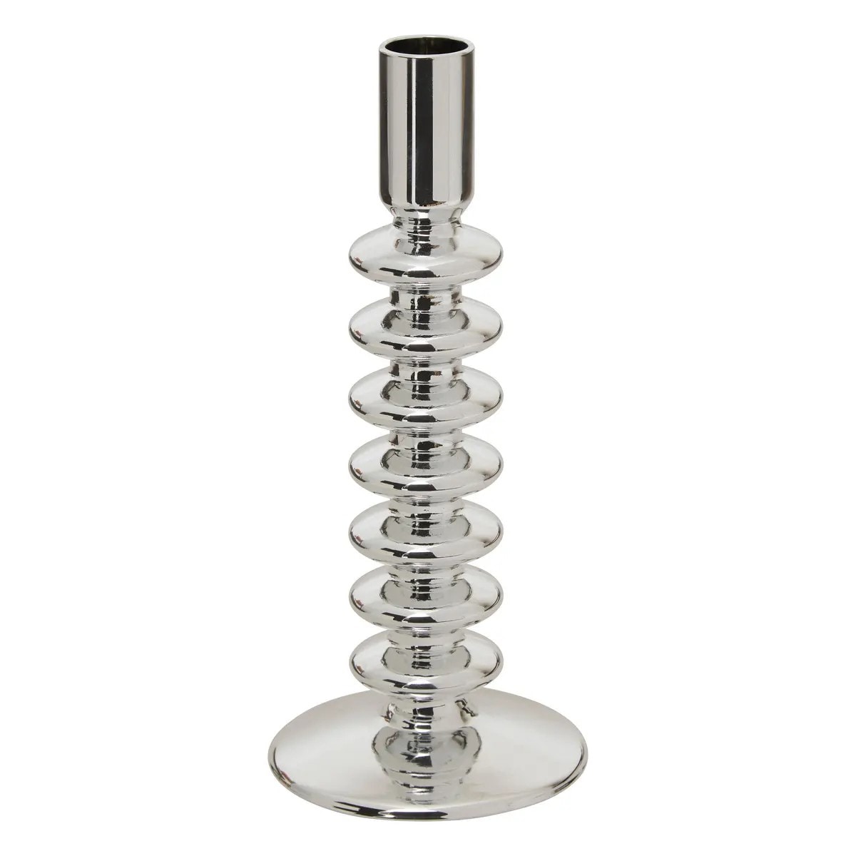 Świecznik szklany srebrny Sky 21,5 cm, kpl. 4 sztuk