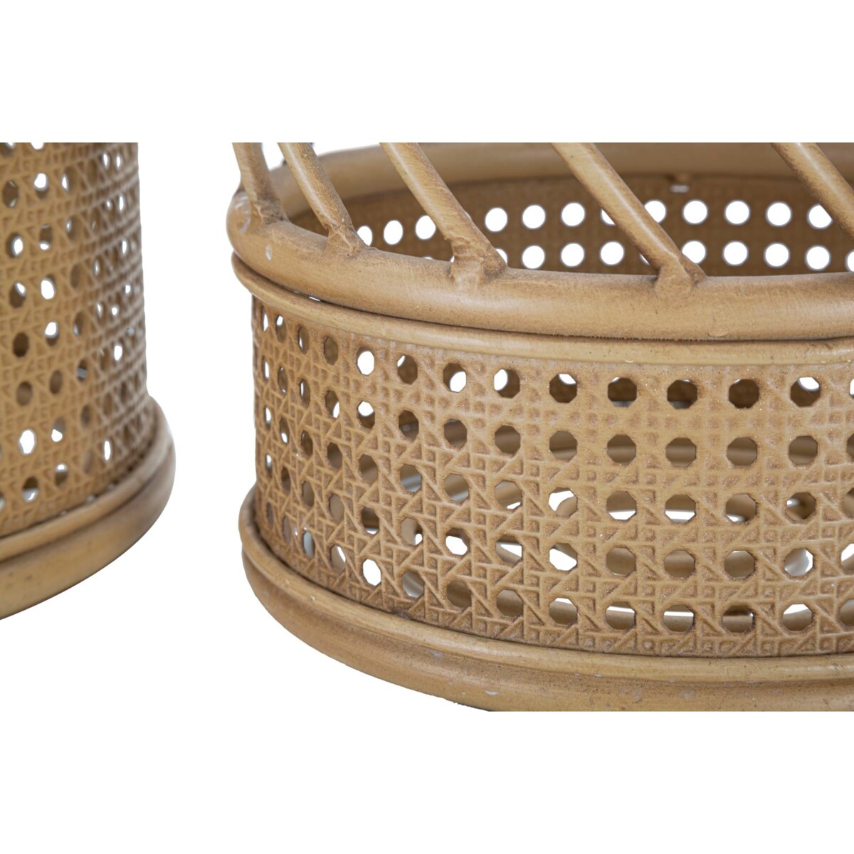 Zestaw 2 kwietników Panama, kolor brązowy, żelazo i tworzywo sztuczne, wysokości 25 i 18 cm, na rośliny doniczkowe, Mauro Ferretti
