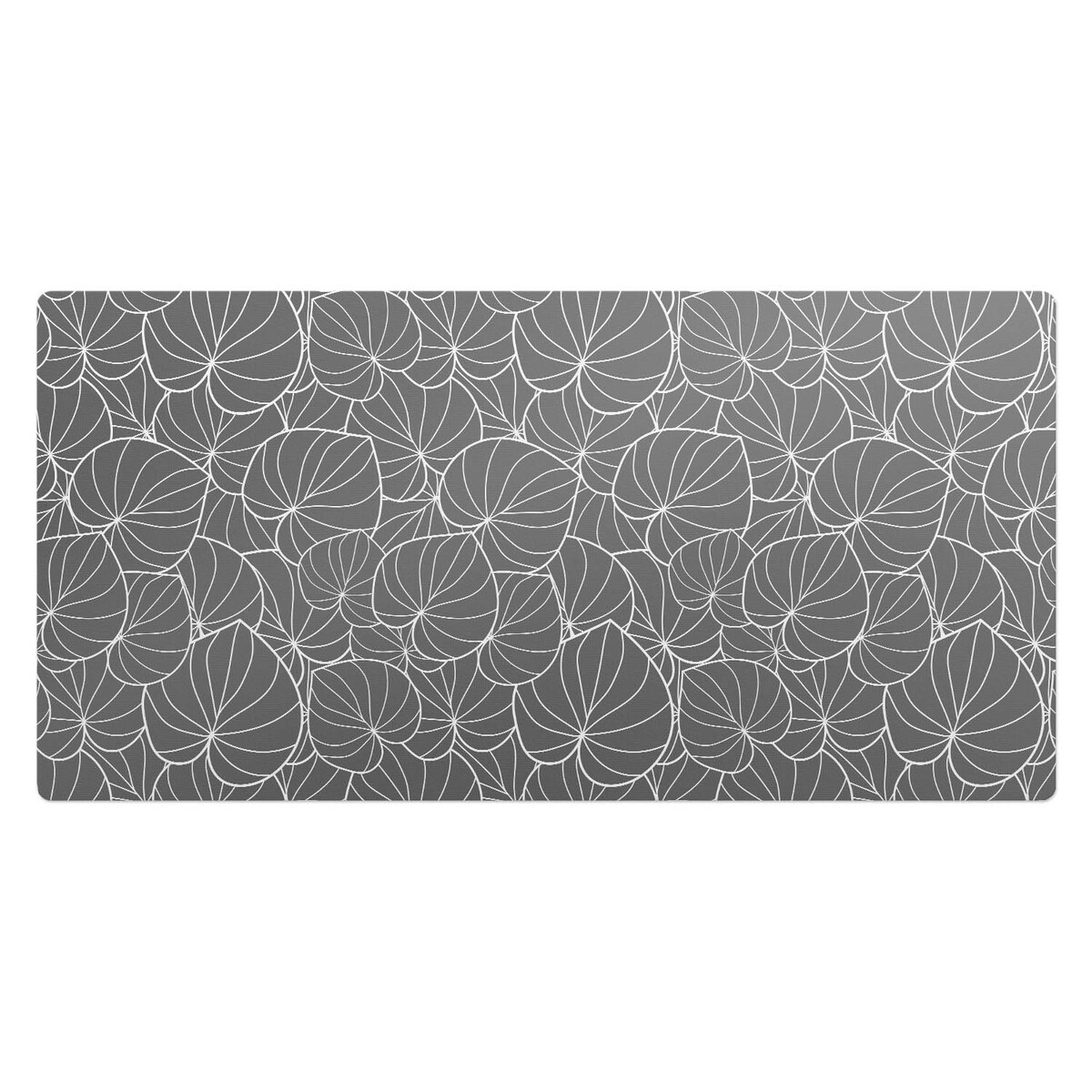 Szara mata na biurko Liście w abstrakcji, 90x45 cm