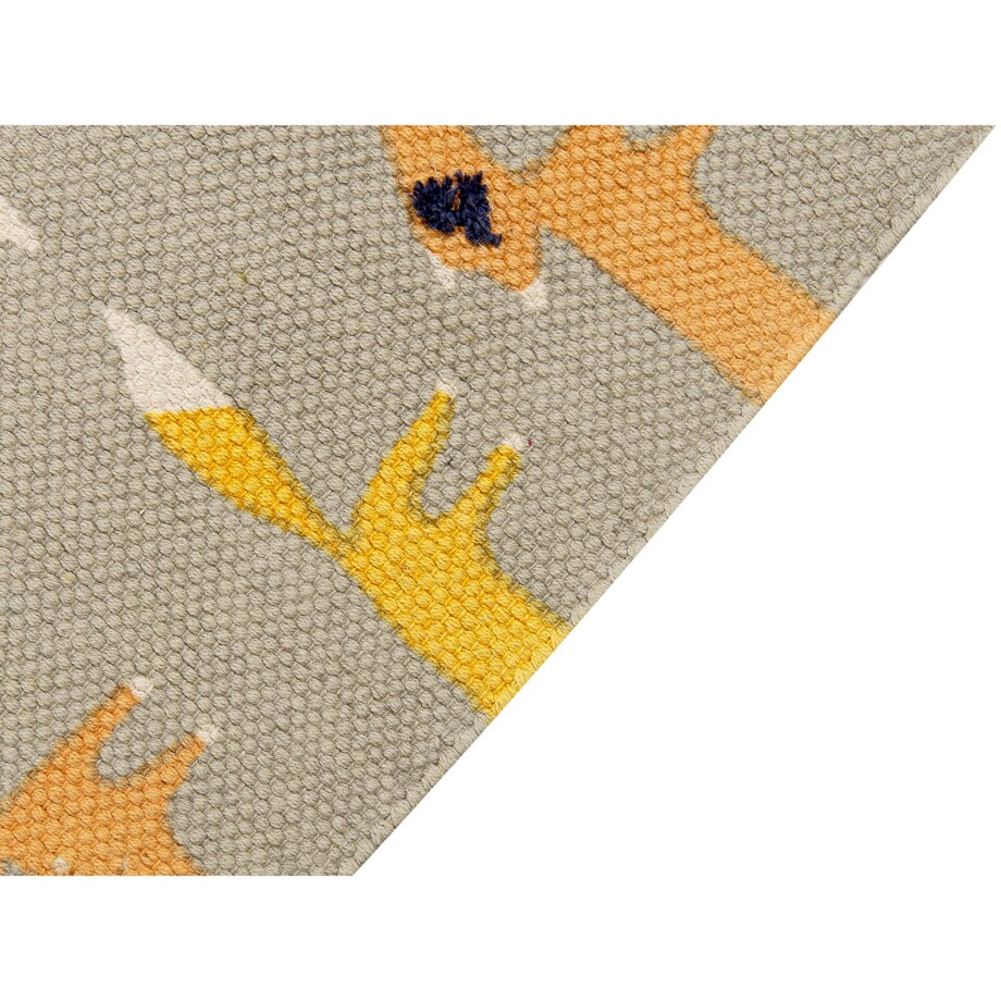 Dywan dziecięcy bawełniany motyw lisa 80 x 150 cm szary BANKGO