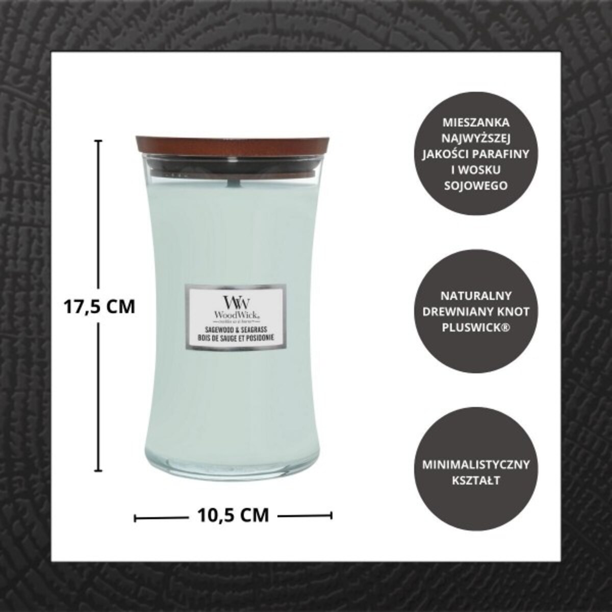 WoodWick świeca duża SAGEWOOD & SEAGRASS