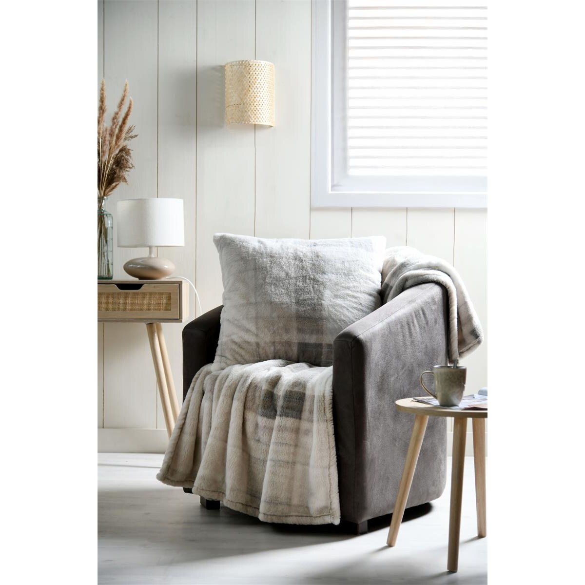 Koc pluszowy SCOTLAND w kratę, 130 x 160 cm