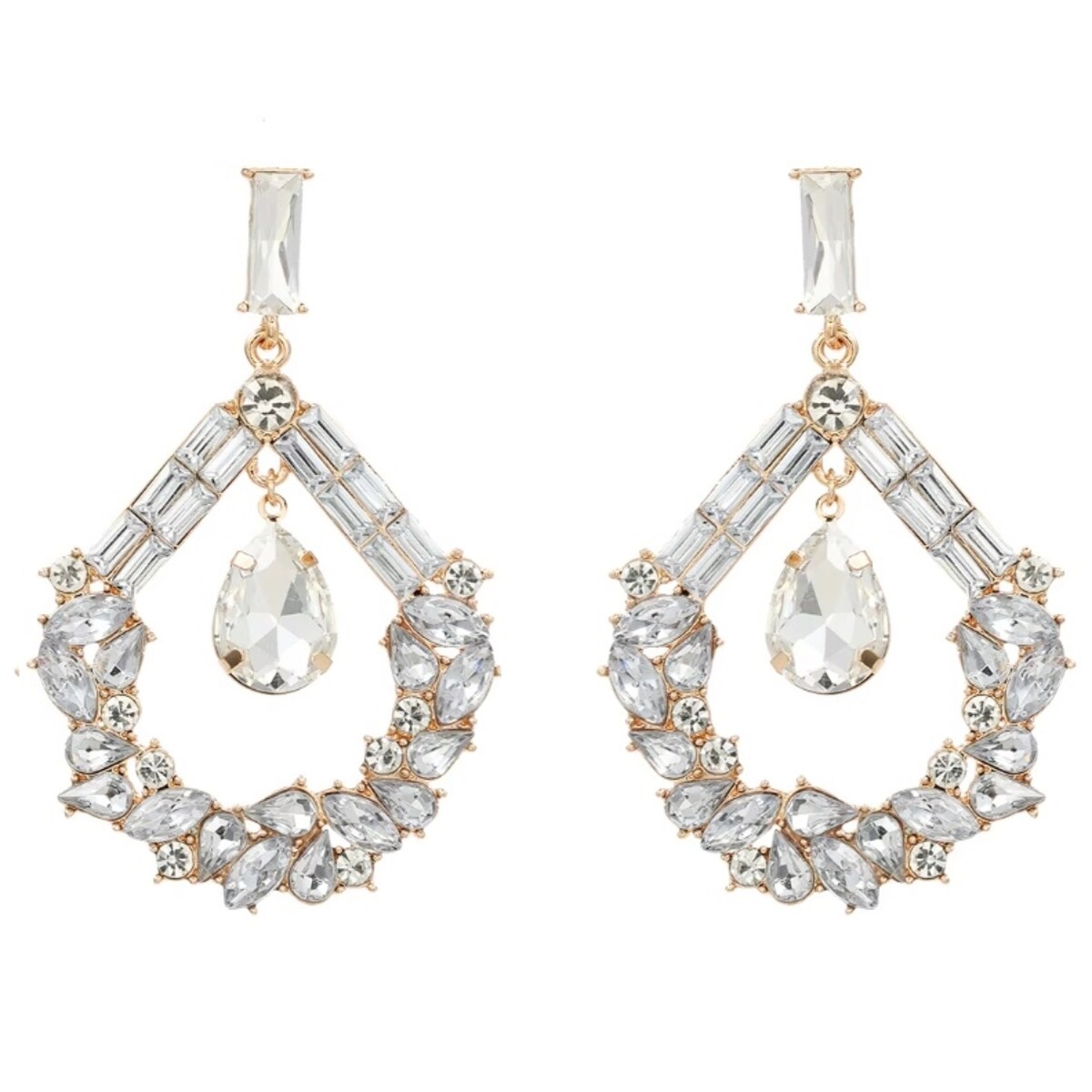 Kryształowe krople kolczyki wiszące widoczne na SYLWESTRA przyjęcie sztyft