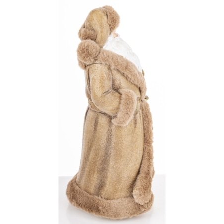 Mikołaj w eleganckim brązowym kożuchu 32x16x16 cm