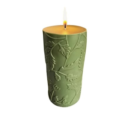 Świeca ekologiczna sojowa dekoracyjna walec oliwkowa zielona "Sage Green" 150x70mm