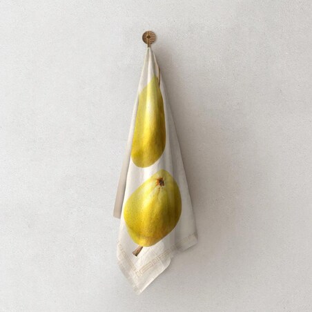Lniany ręcznik kuchenny - gruszki w ramce