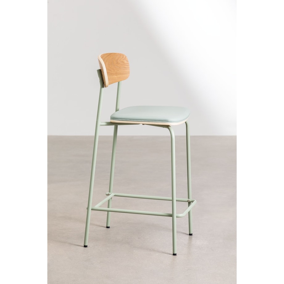 Krzesło barowe metal, ekoskóra Wipler 66,5 cm miętowe