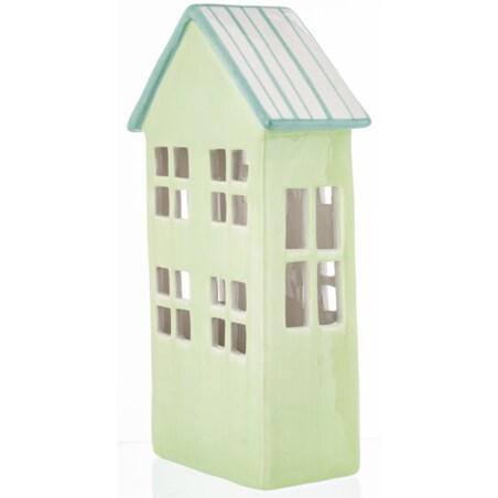 Ceramiczny domek 24x13,5x7 cm GILLI-2 zielony z niebieskim dachem