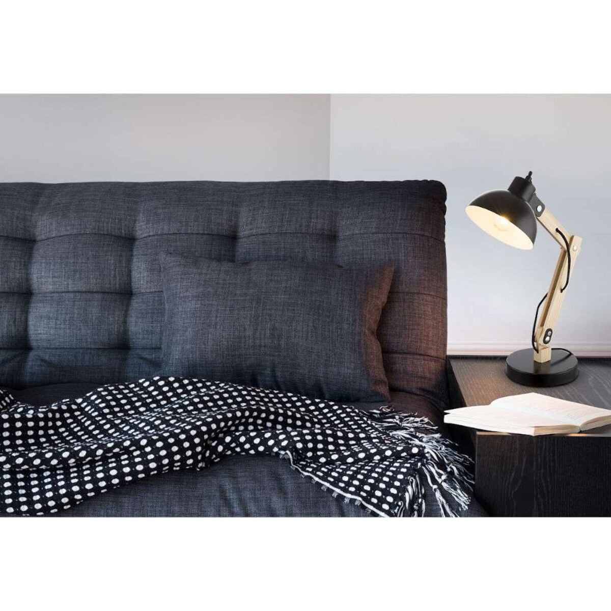 LAMPA stołowa TONGARIRO 21504 Globo stojąca LAMPKA nocna drewno czarna