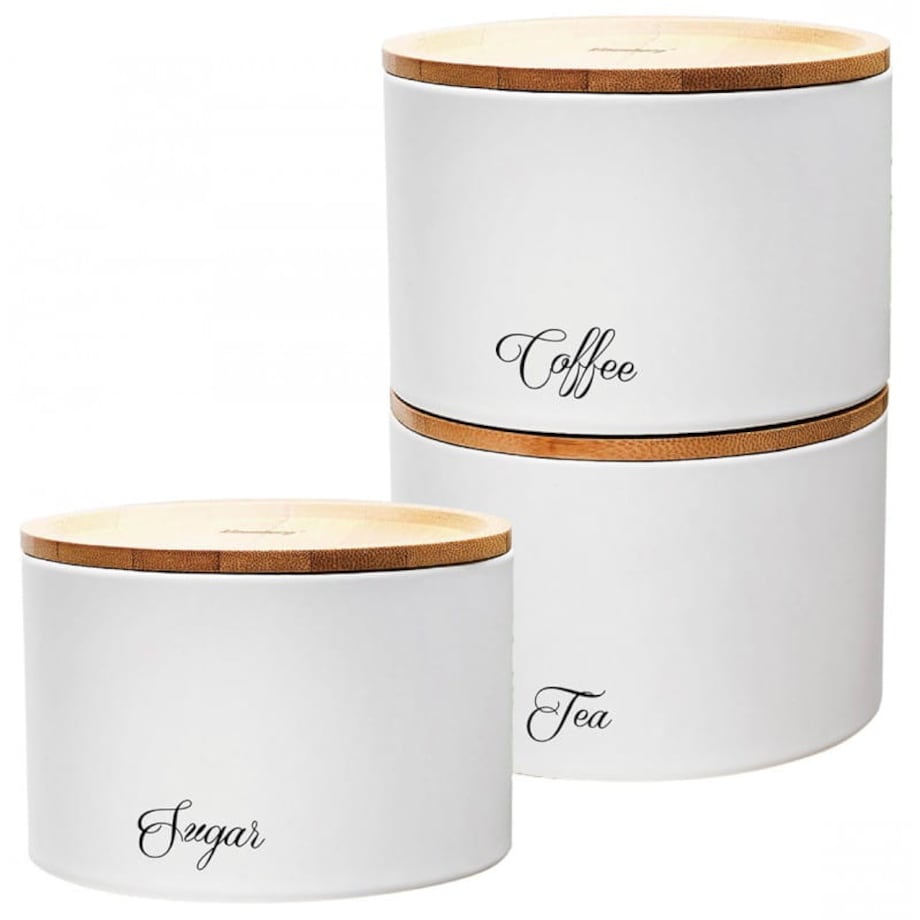Zestaw pojemników kuchennych kawa herbata cukier biały KLAUSBERG