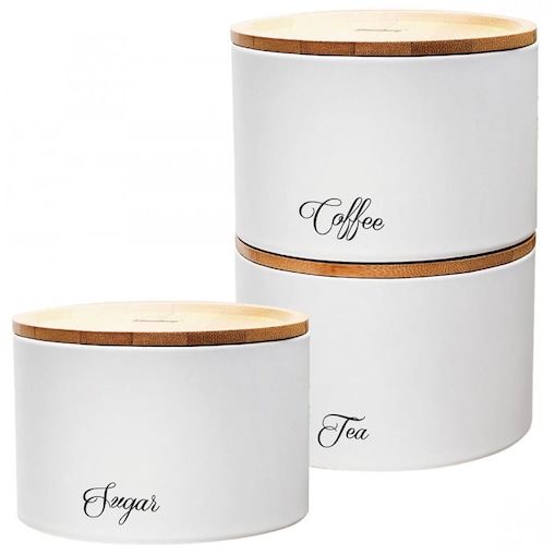 Zestaw pojemników kuchennych kawa herbata cukier biały KLAUSBERG