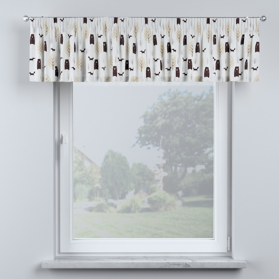 Lambrekin na taśmie marszczącej 260x40 ecru-brązowy