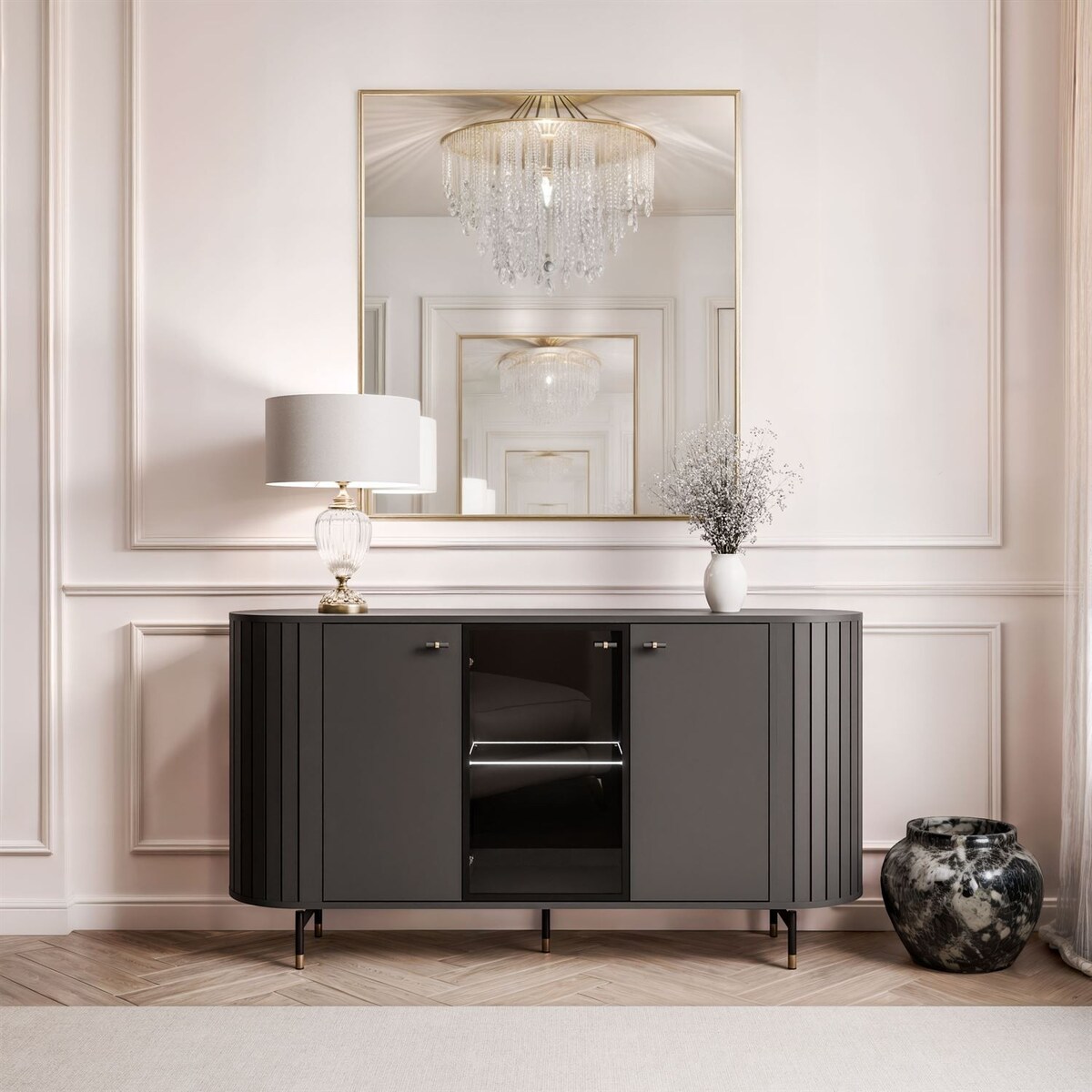 Komoda ELODIE 3D z oświetleniem LED czarna