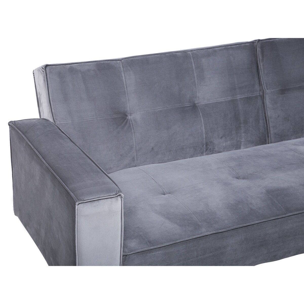 Sofa rozkładana welurowa szara VISNES