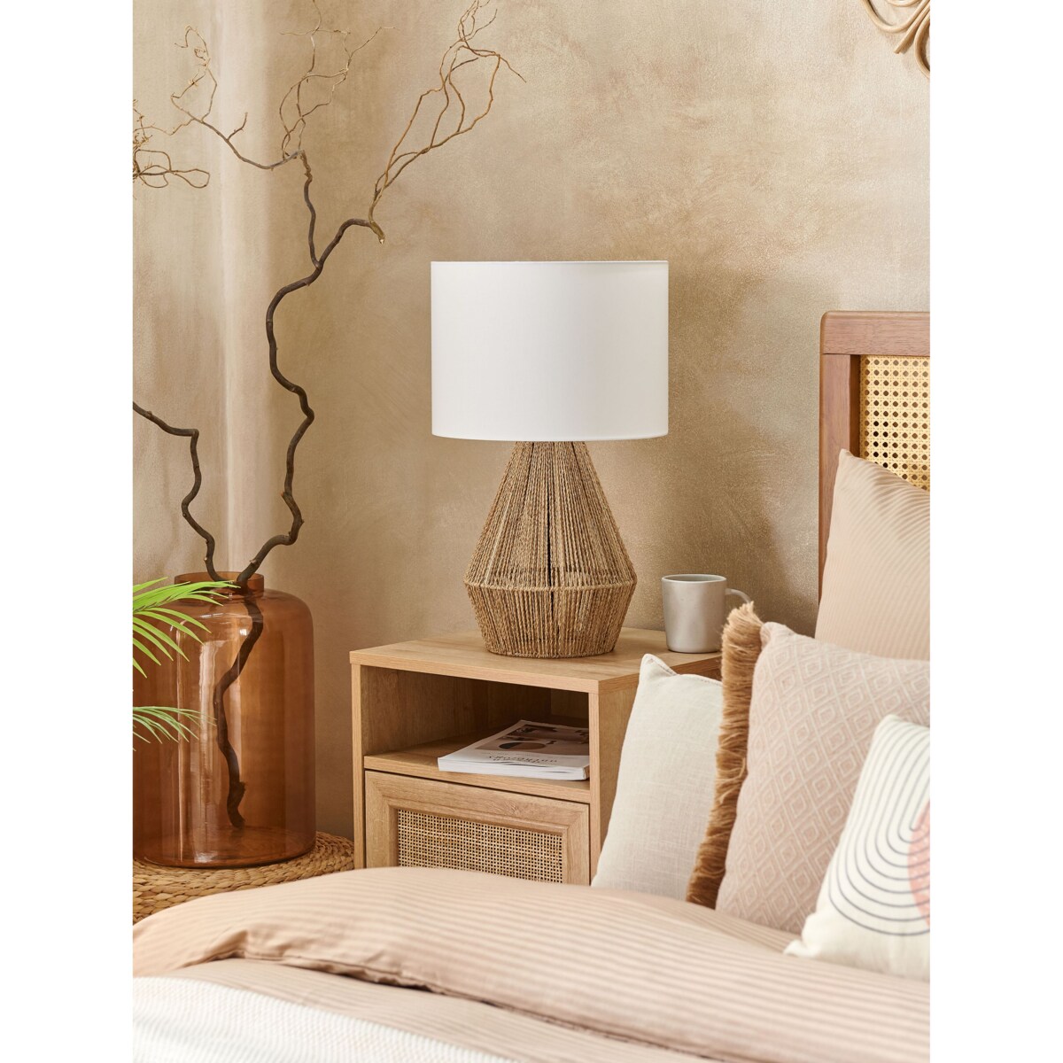Lampa stołowa MALEWA Papierowa plecionka Naturalny