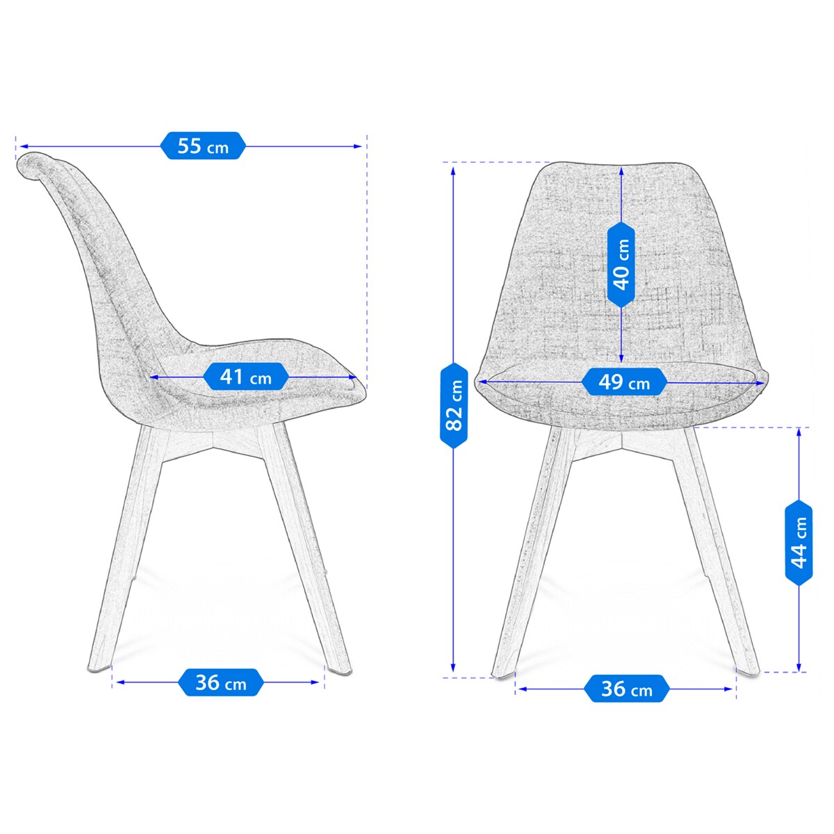 Krzesło tapicerowane materiałowe ALTA szare