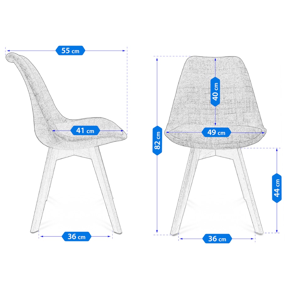 Krzesło tapicerowane materiałowe ALTA szare