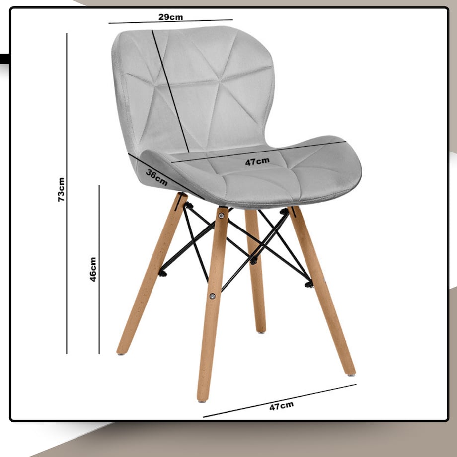 Krzesło Tapicerowane Welurowe Do Jadalni Salonu Pikowane Skandynawskie