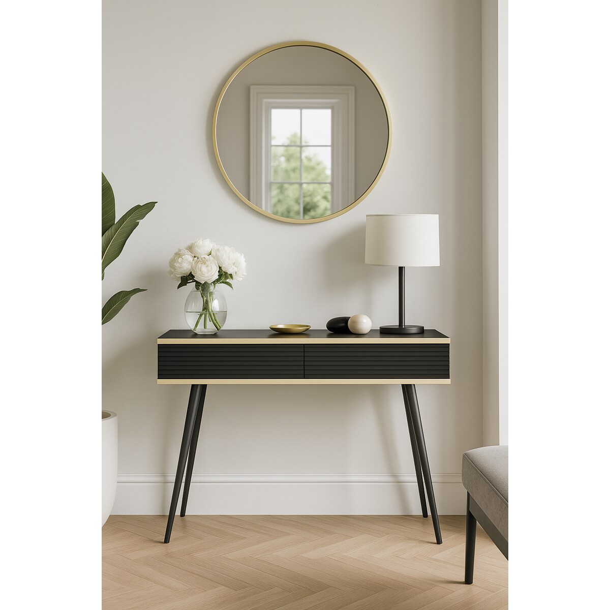 Toaletka ryflowana POLO 102 na wysokich czarnych nóżkach, czarna