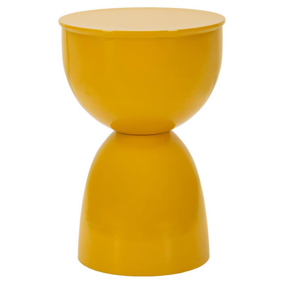 Stolik pomocniczy, boczny, 46xØ31 cm, metalowy, ELEZIA musztardowy