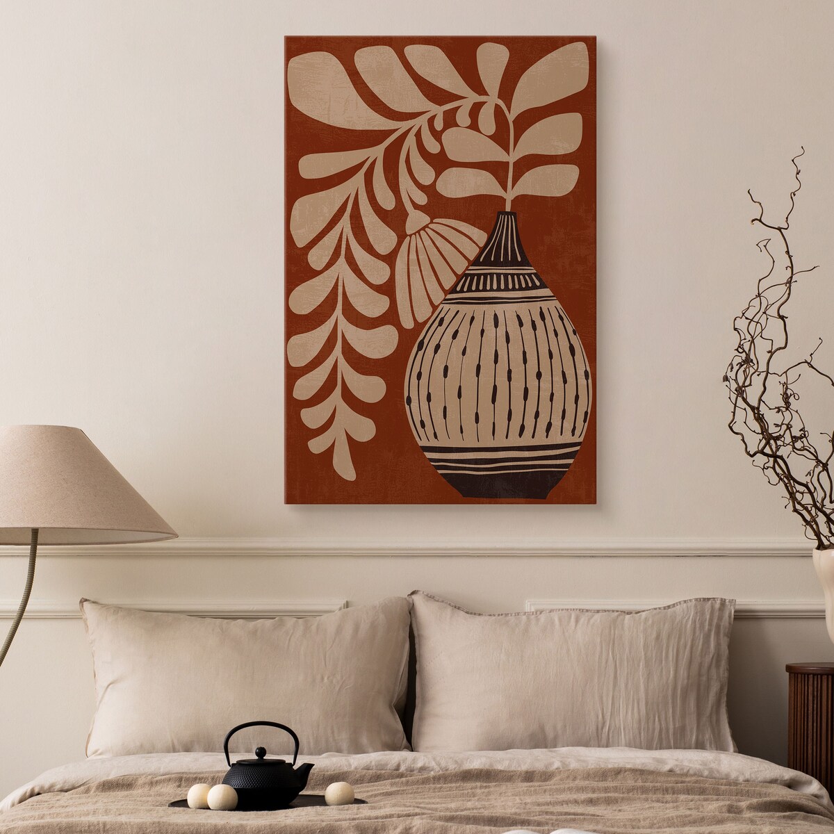 Obraz Japońska Dekoracja Kwiat w Wazonie 80x120cm