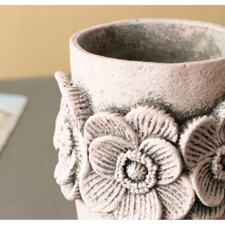 OSŁONKA na doniczkę FLOWER beton różowa śr. 15cm