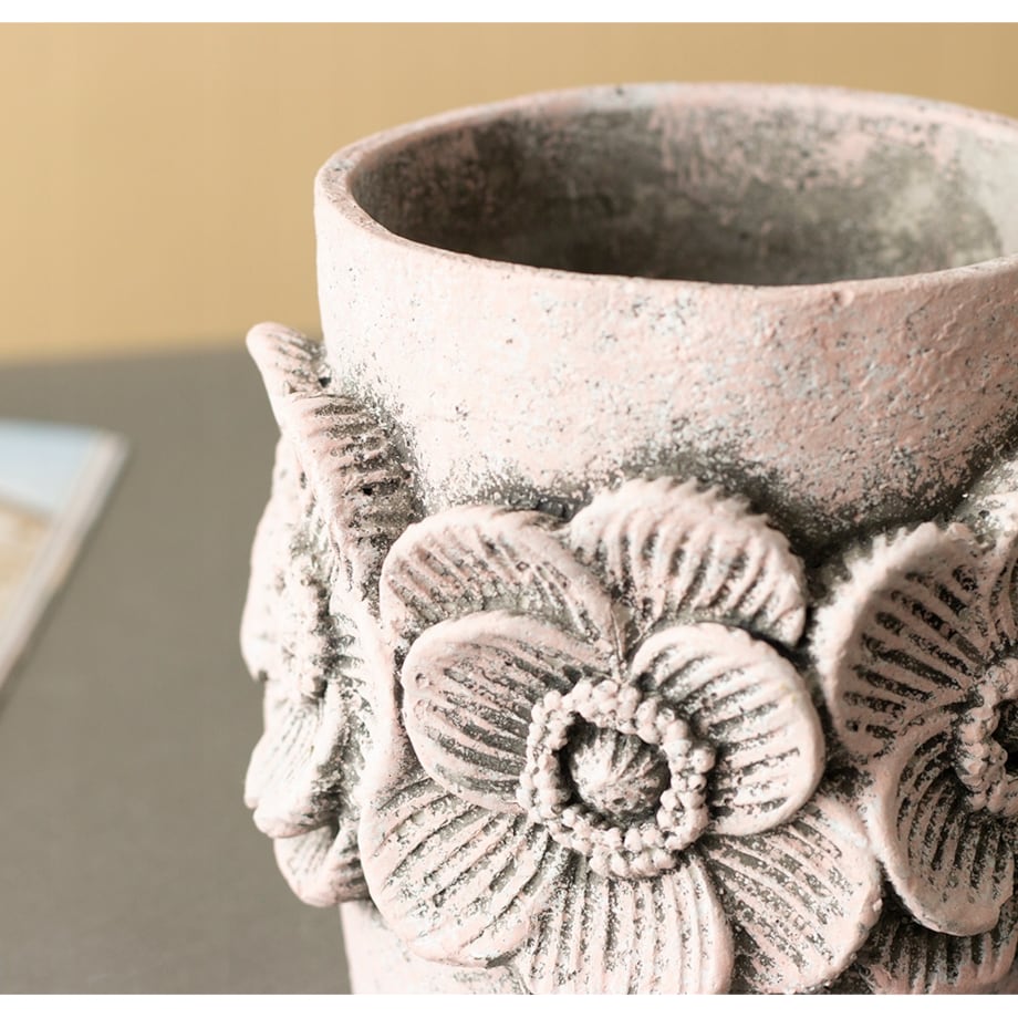 OSŁONKA na doniczkę FLOWER beton różowa śr. 15cm