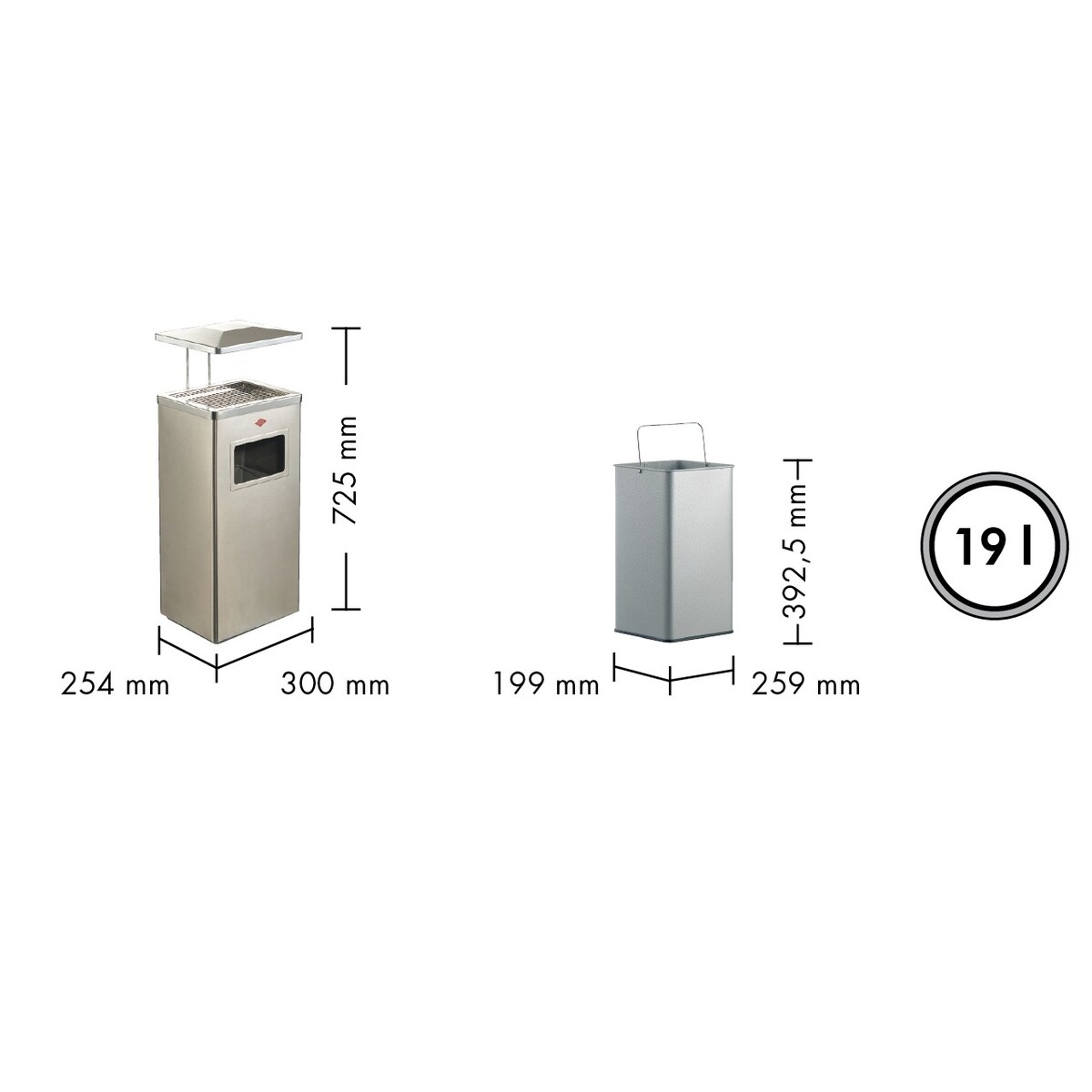 Kosz na śmieci z popielniczką i daszkiem WESCO