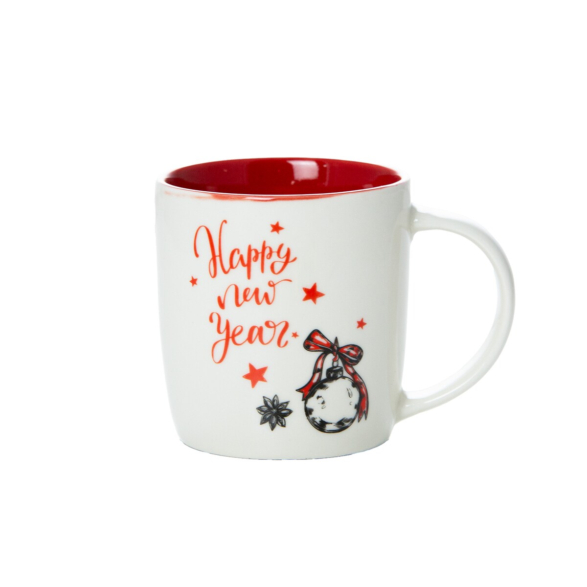 Kubek Świąteczny Na Prezent Ceramiczny Boże Narodzenie 370 Ml Biały Ceramiczny Bombka