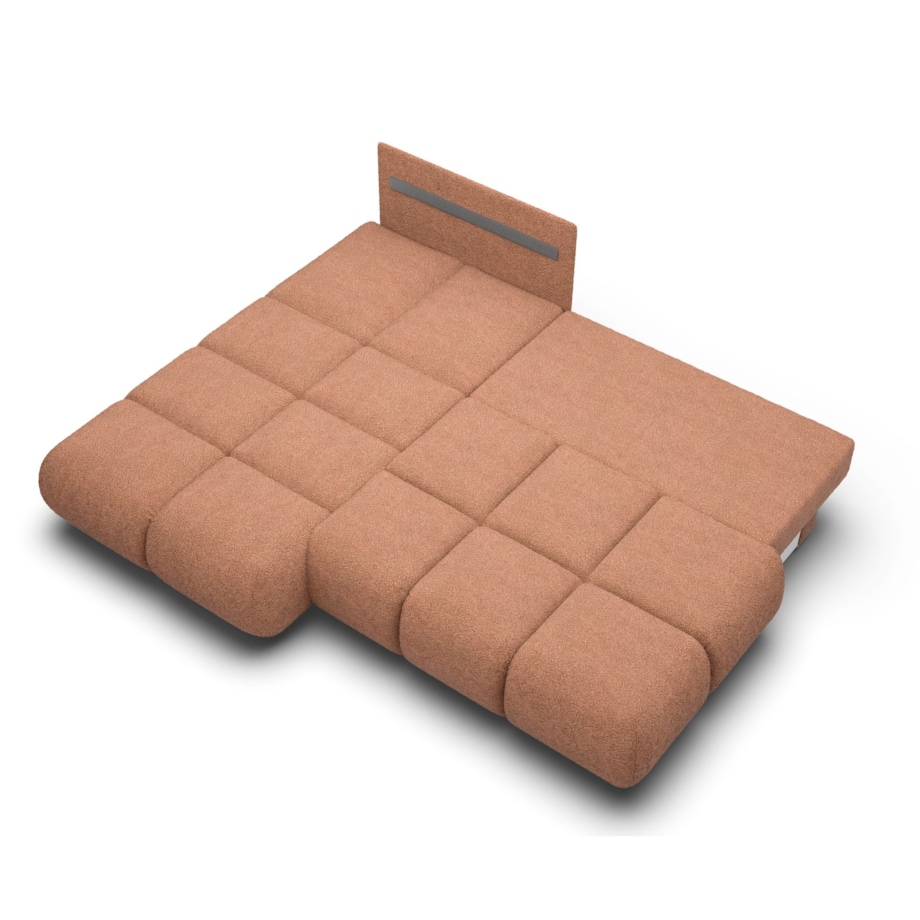 Pikowany Narożnik MILA rozkładany bez boczków lewy ceglasty