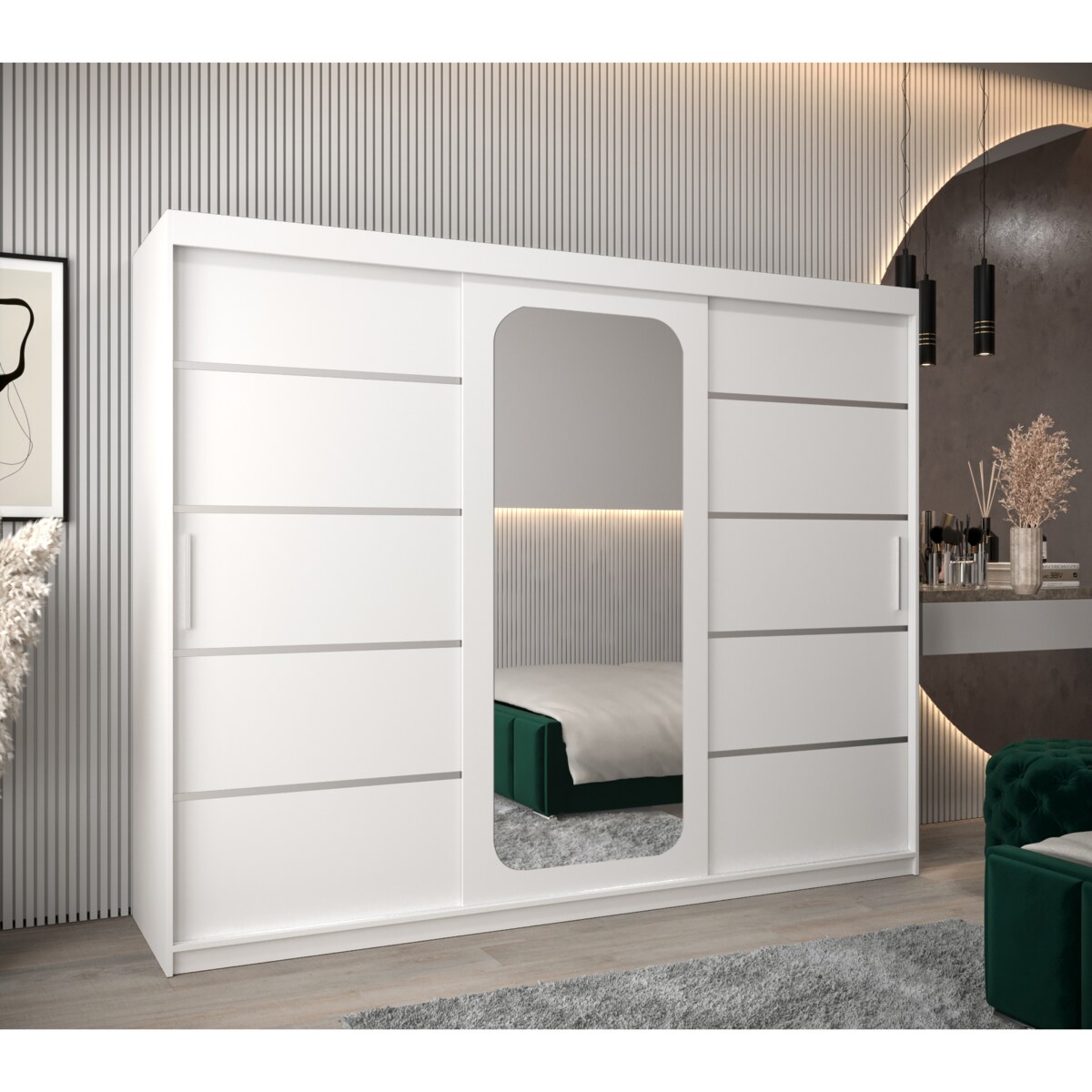 Szafa przesuwna Garderoba PROMO V2 250 biały/biały