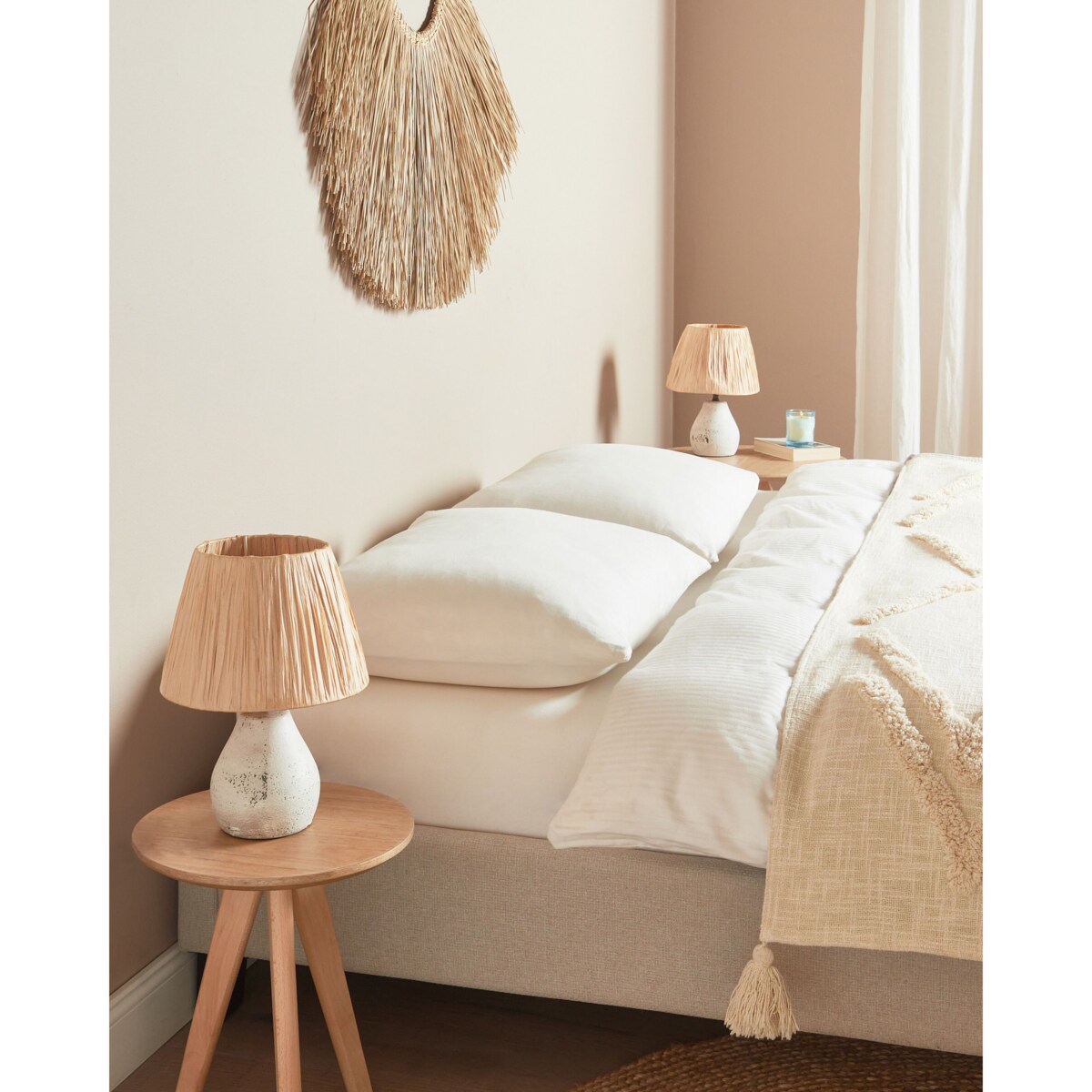 Zestaw 2 lampek nocnych ceramicznych biały ARWADITO