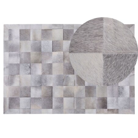 Dywan patchwork skórzany 140 x 200 cm szary ALACAM