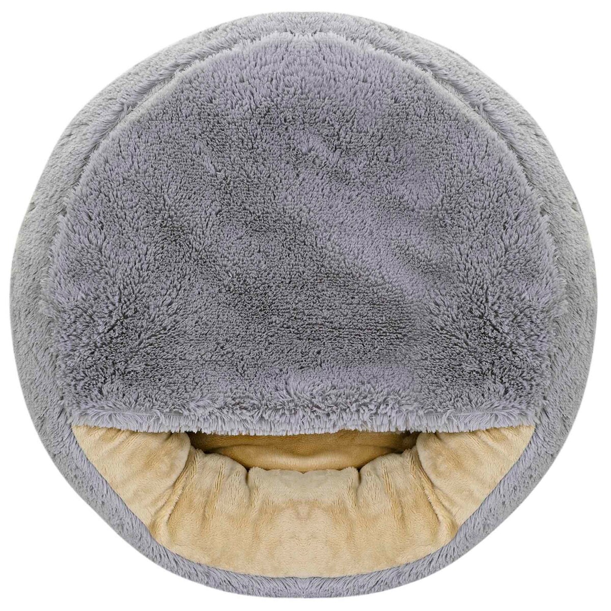 Legowisko Dla Psa Kota Z Daszkiem Jasnoszare Okrągłe Futerkowe 60 Cm