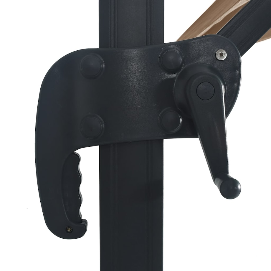 vidaXL Parasol wiszący z LED i aluminiowym słupkiem, 400x300 cm, taupe