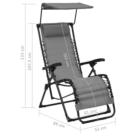 vidaXL Składane krzesło tarasowe, szare, tworzywo textilene