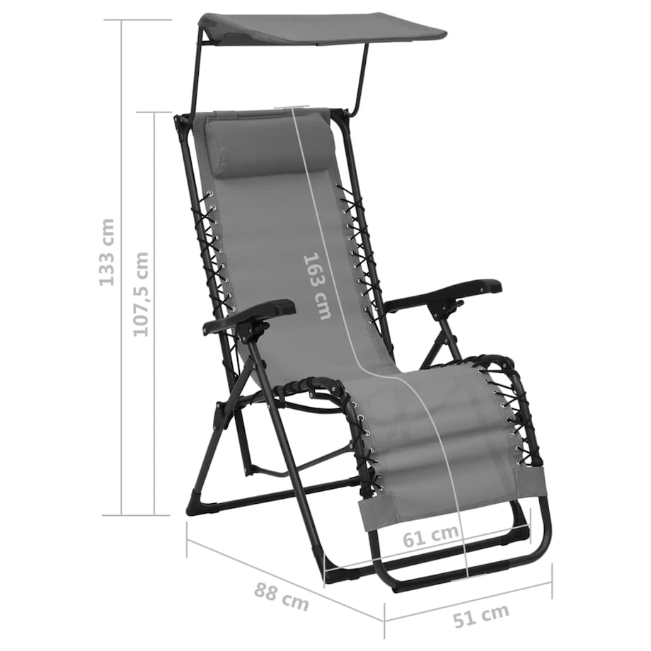 vidaXL Składane krzesło tarasowe, szare, tworzywo textilene
