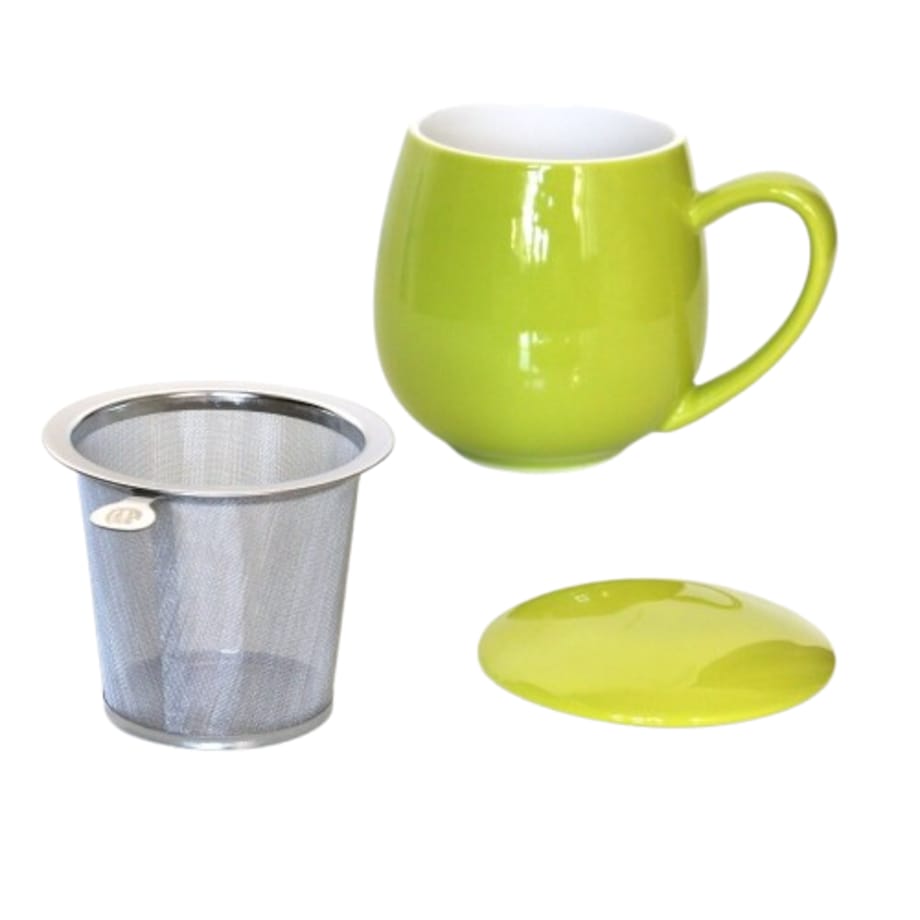 Kubek z zaparzaczem i pokrywką limonkowy - idealny zestaw do przygotowania herbaty, perfekcyjny podarunek prezent dla mamy, taty, babci, dziadka