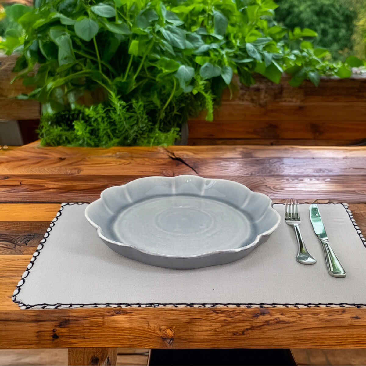 TALERZ OBIADOWY DUŻY 26CM BŁĘKITNY SZARY GŁĘBOKI CERAMICZNY NA SZTUKI