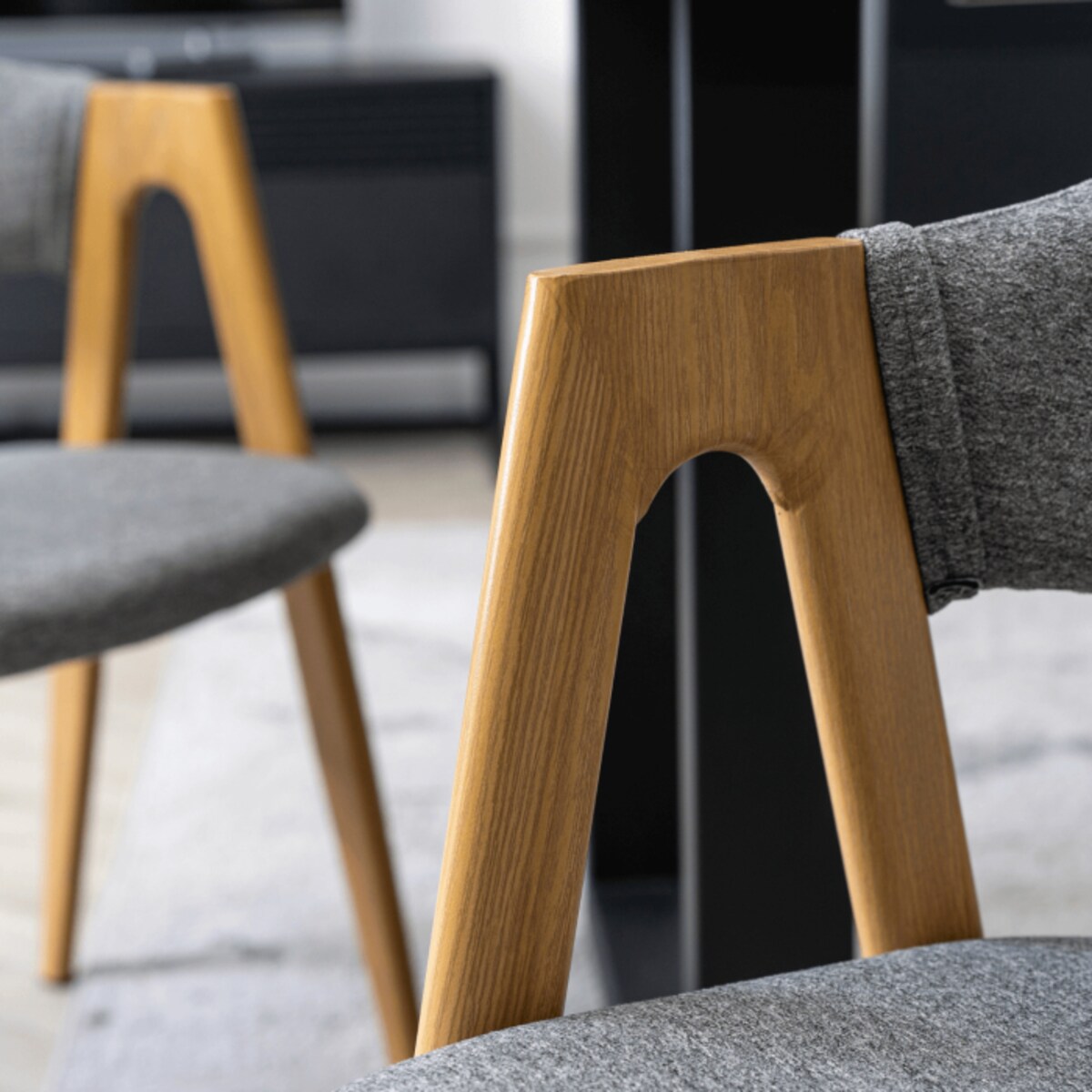 Krzesło Skandynawskie Tapicerowane Do Jadalni Salonu Dąb Złoty Szare RUIZ