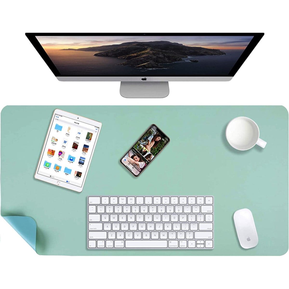 Podkładka na Biurko Skórzana mata Ochronna miętowa mysz Klawiaturę Laptopa