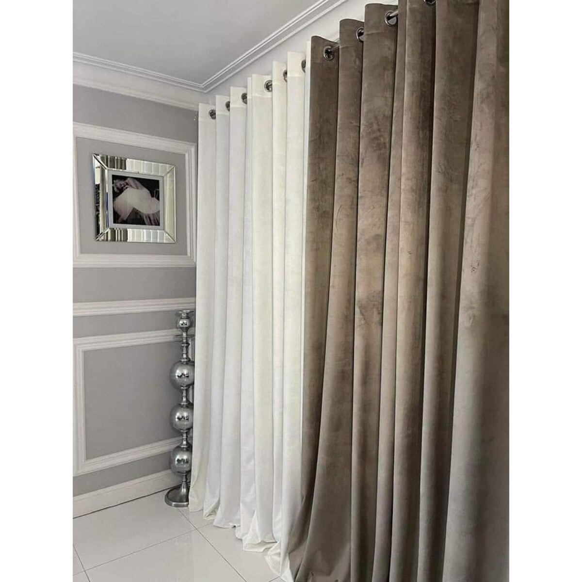 Zasłona welurowa gładka | 140x250 cm przelotki | beż