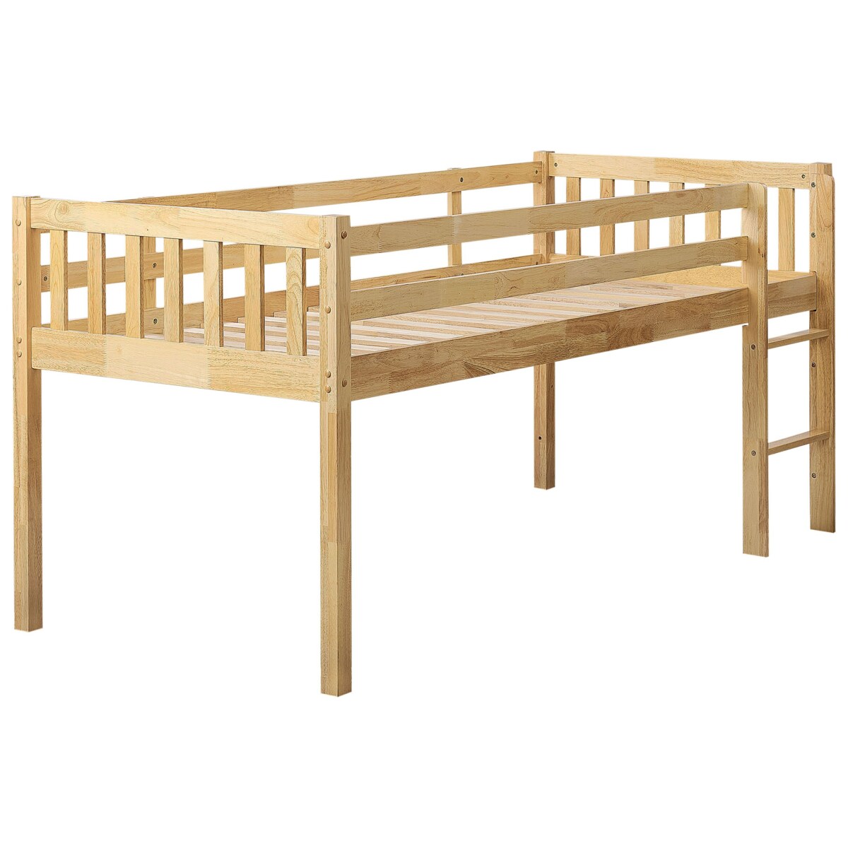 Łóżko dziecięce na antresoli drewniane 90 x 200 cm jasne PEIPIN