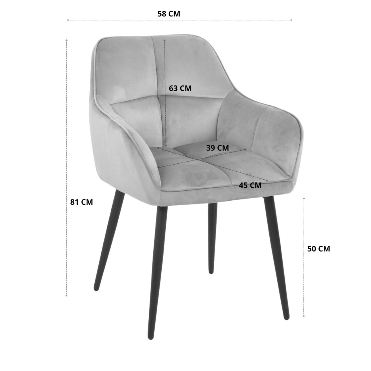 Krzesło welurowe tapicerowane ELIOR czarne na czarnych nogach