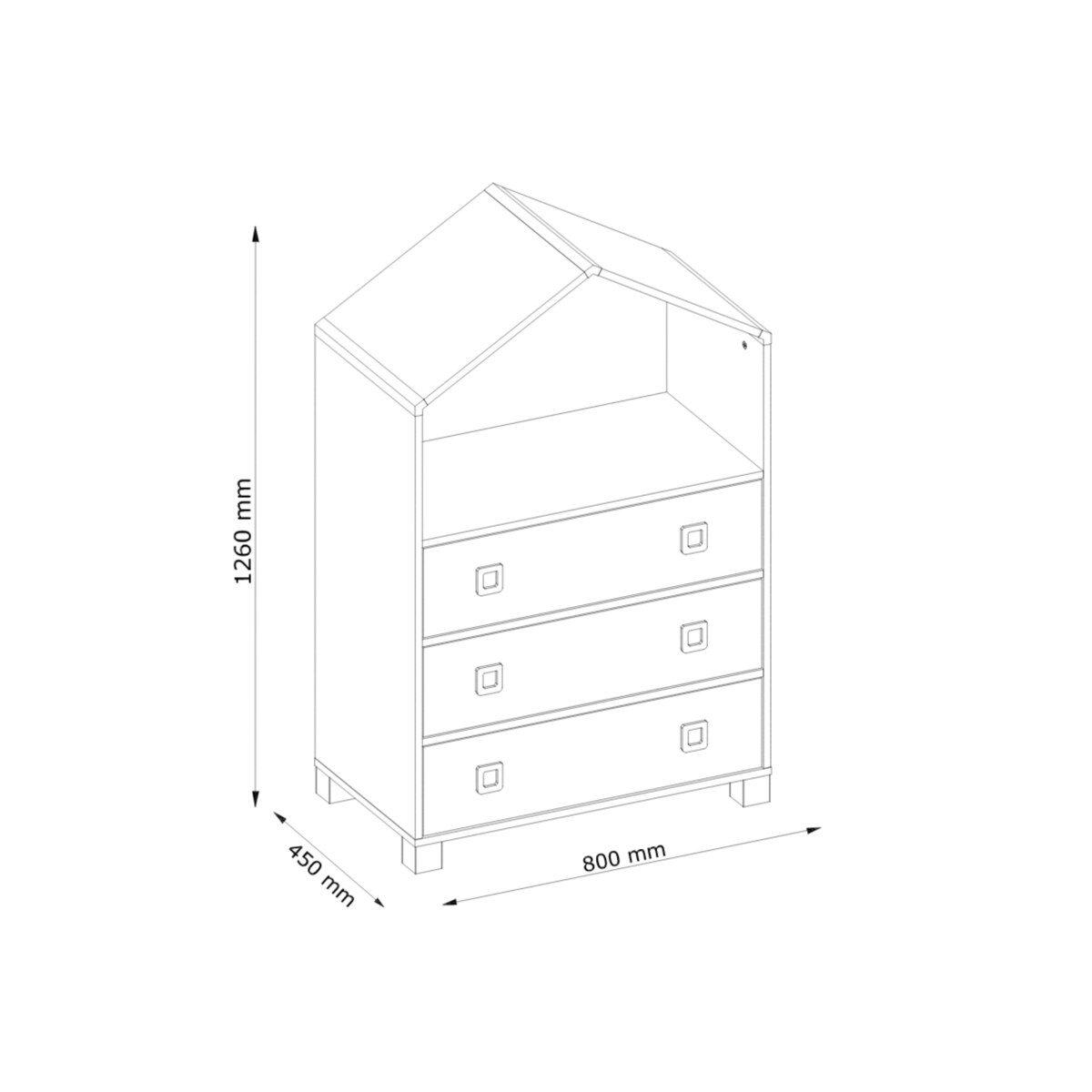KONSIMO MIRUM Biała komoda w kształcie domku dla dziecka w kolorze zielonym