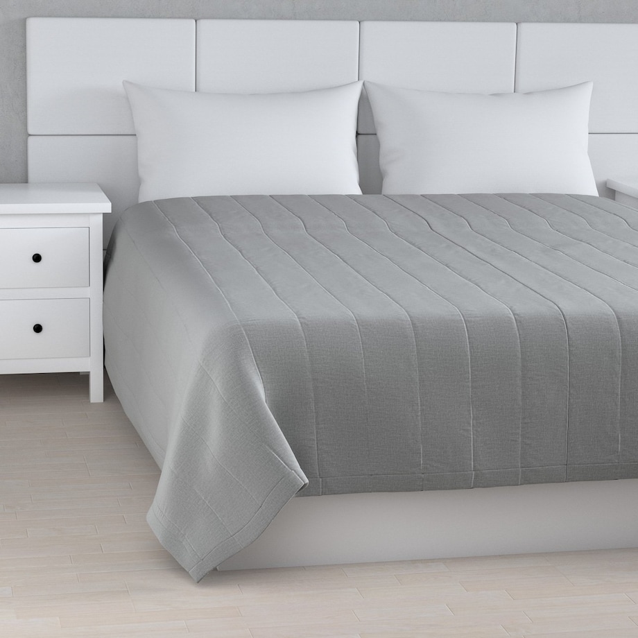 Narzuta pikowana w pasy 130x210 ciemno szary welwet